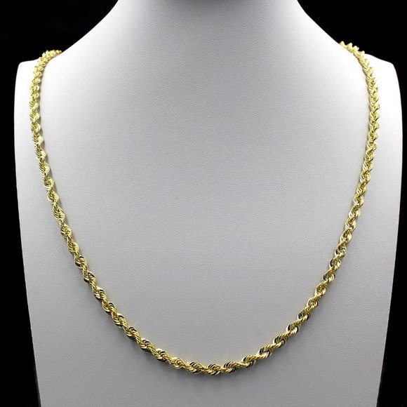 Real 10K Yellow Gold 4mm Rope Chain Necklace 26" inch - Picture 1 of 6